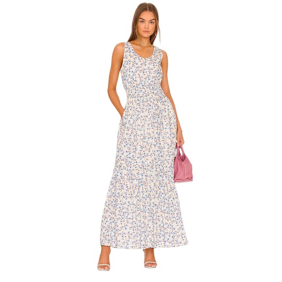 Something Navy Dresses & Skirts - Something‎ Navy Floral Smocked Waist Maxi Dress Cottagecore XS 100% Cotton